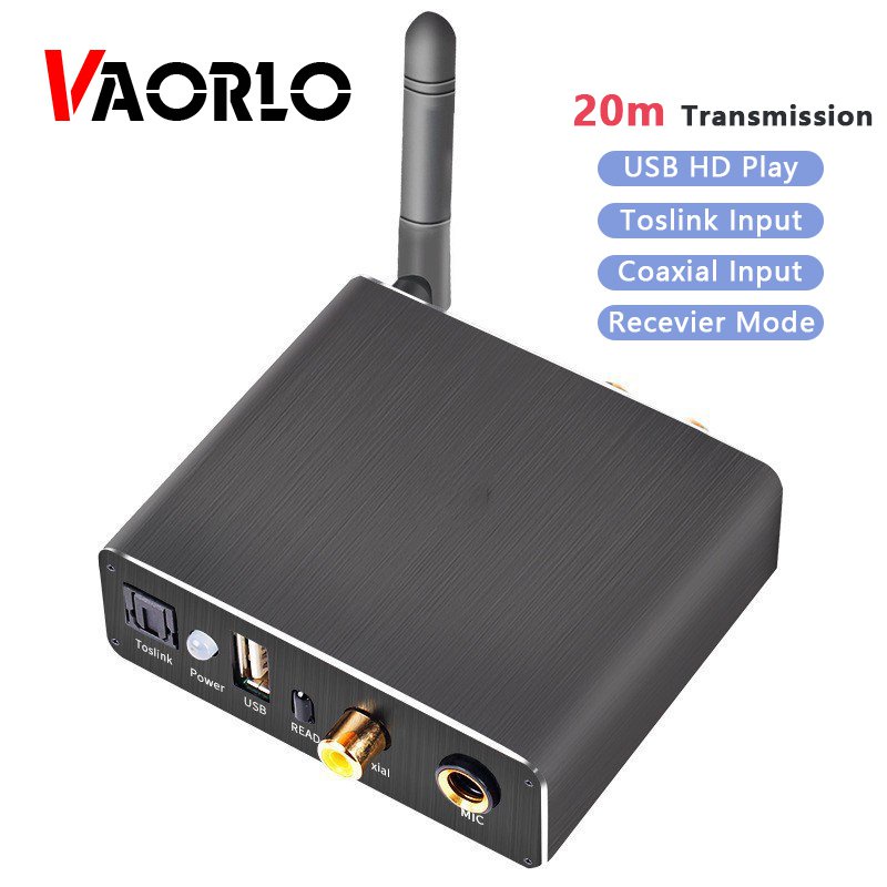 ✅&VAORLO Wireless Bluetooth 5.0 Receiver  DAC Converter Player Microphone Optical Coaxial to RCA Aux