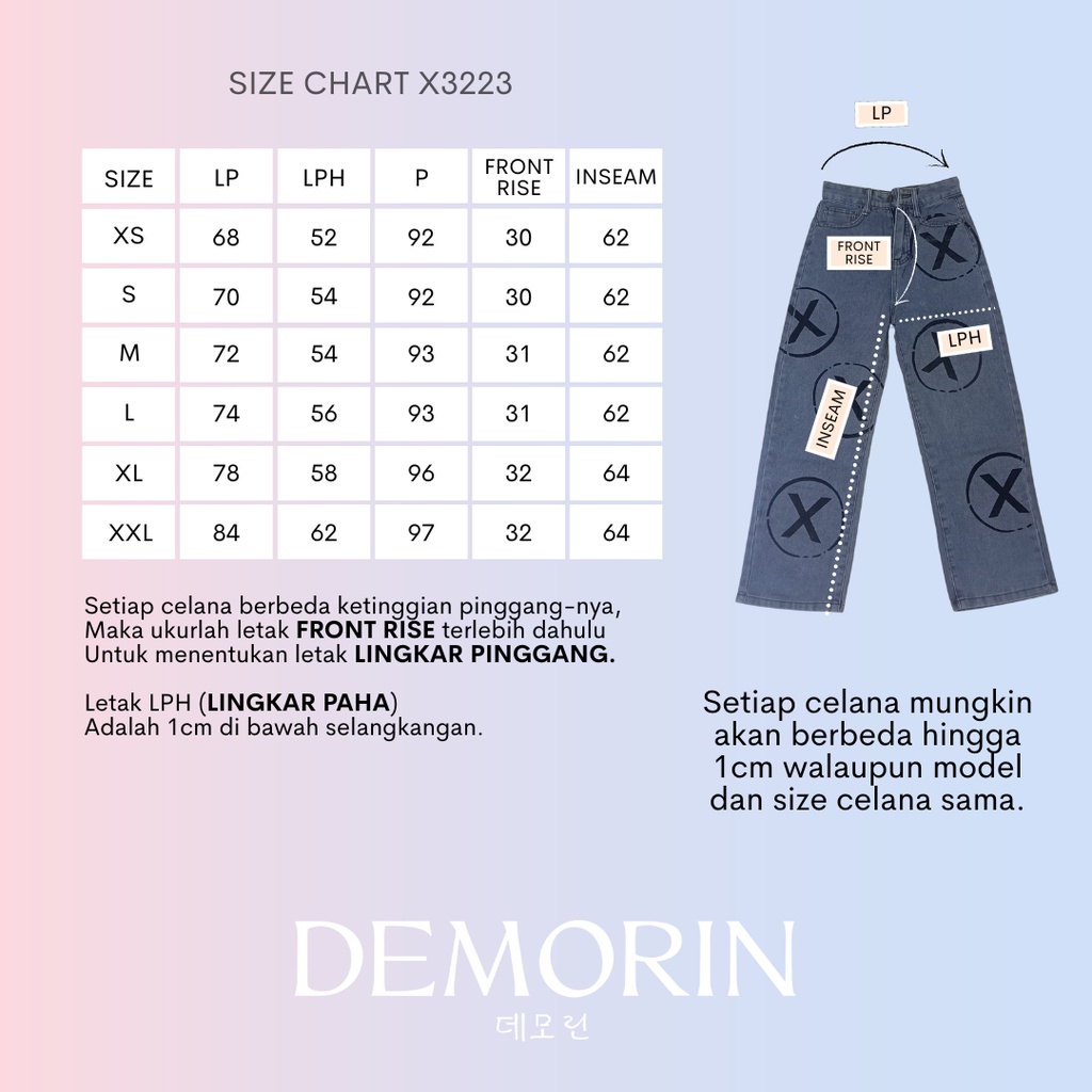 DEMORIN X3223 - Celana Jeans Wanita Highwaist Kulot Jeans Fashionable