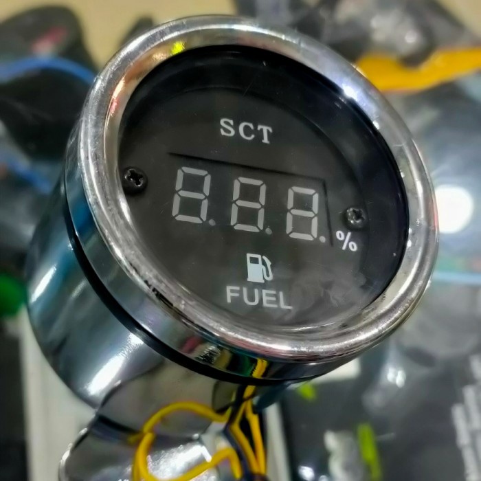 Terlaris Ampere Indikator Bensin Led Digital Motor Universal Scarlet Black