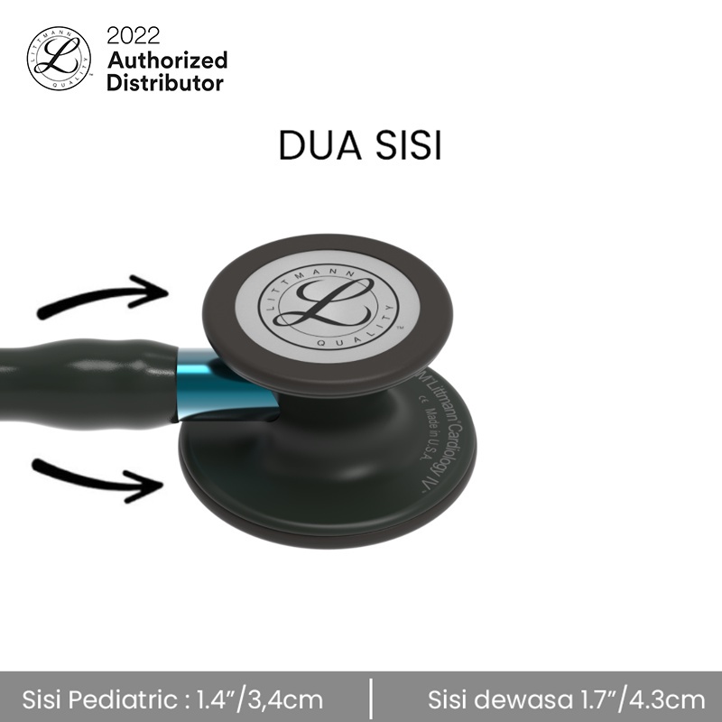 3M Littmann Cardiology IV Stethoscope / Stetoskop - BLACK, BLACK, BLUE STEM - 6201