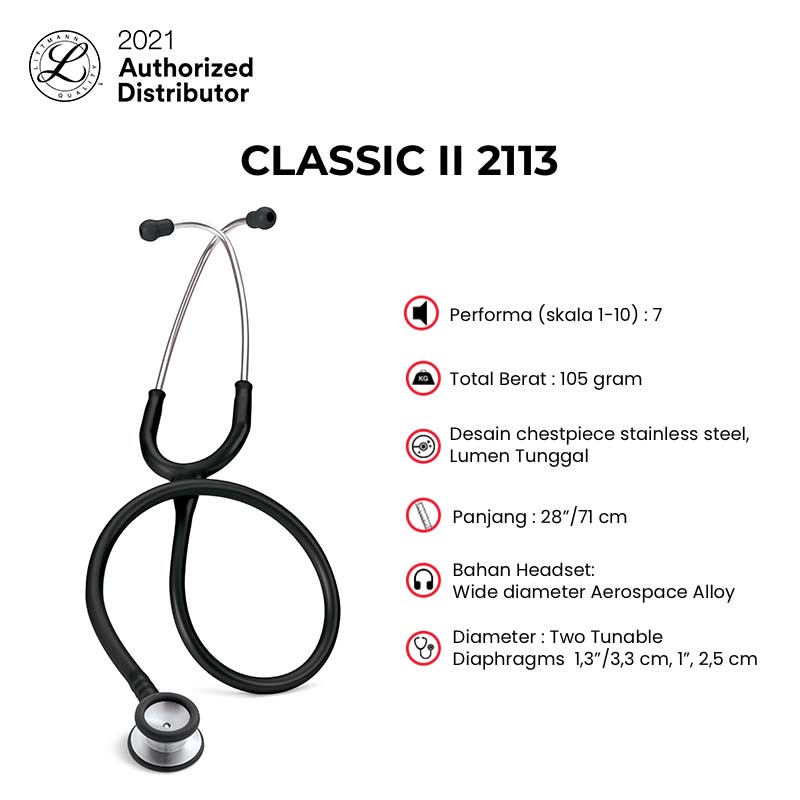 3M Littmann Classic II Stethoscope / Stetoskop Pediatric Anak - BLACK - 2113