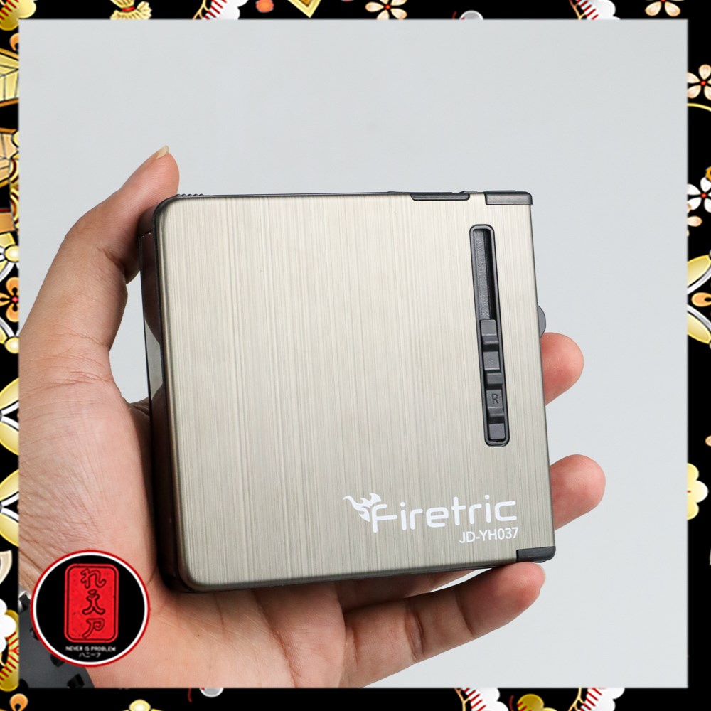 Firetric Kotak Rokok 20 Slot dengan Korek Gas - JD-YH037 - Black / kotak rokok keren