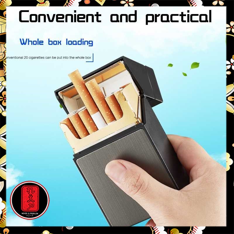 Kotak Rokok 20 Slot dengan Korek Elektrik Pyrotechnic - JD-YH048 - Black [ PEMETIK API ATAS ] / KOTAK ROKOK KEREN / KOTAK ROKOK MURAH
