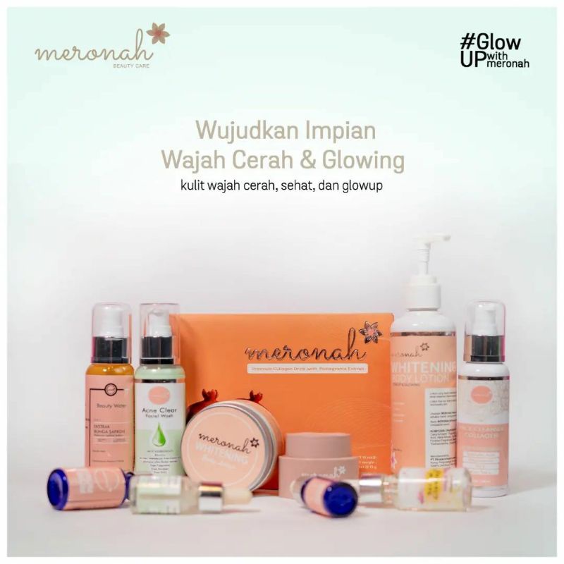 [READY 100% ORI] MERONAH BEAUTY CARE WHITENING GLOWING CREAM SERUM FACE WASH CLEANSER COLLAGEN ACNE 