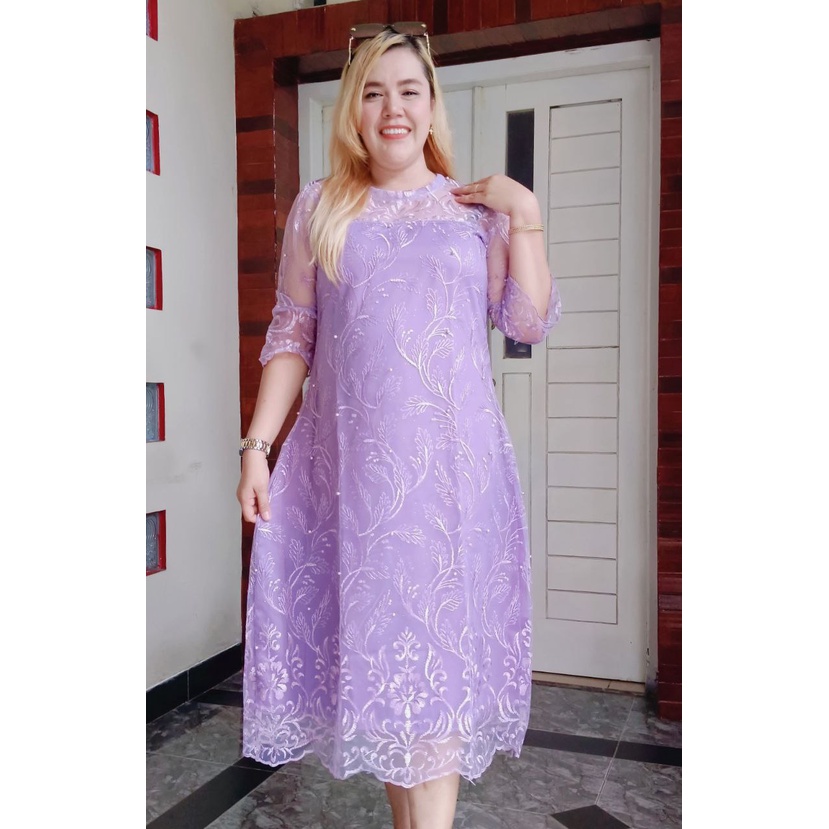 AGELIA DRESS FULL BROKAT MUTIARA PURING JAHITAN BUTIK YENI BAGARIANG