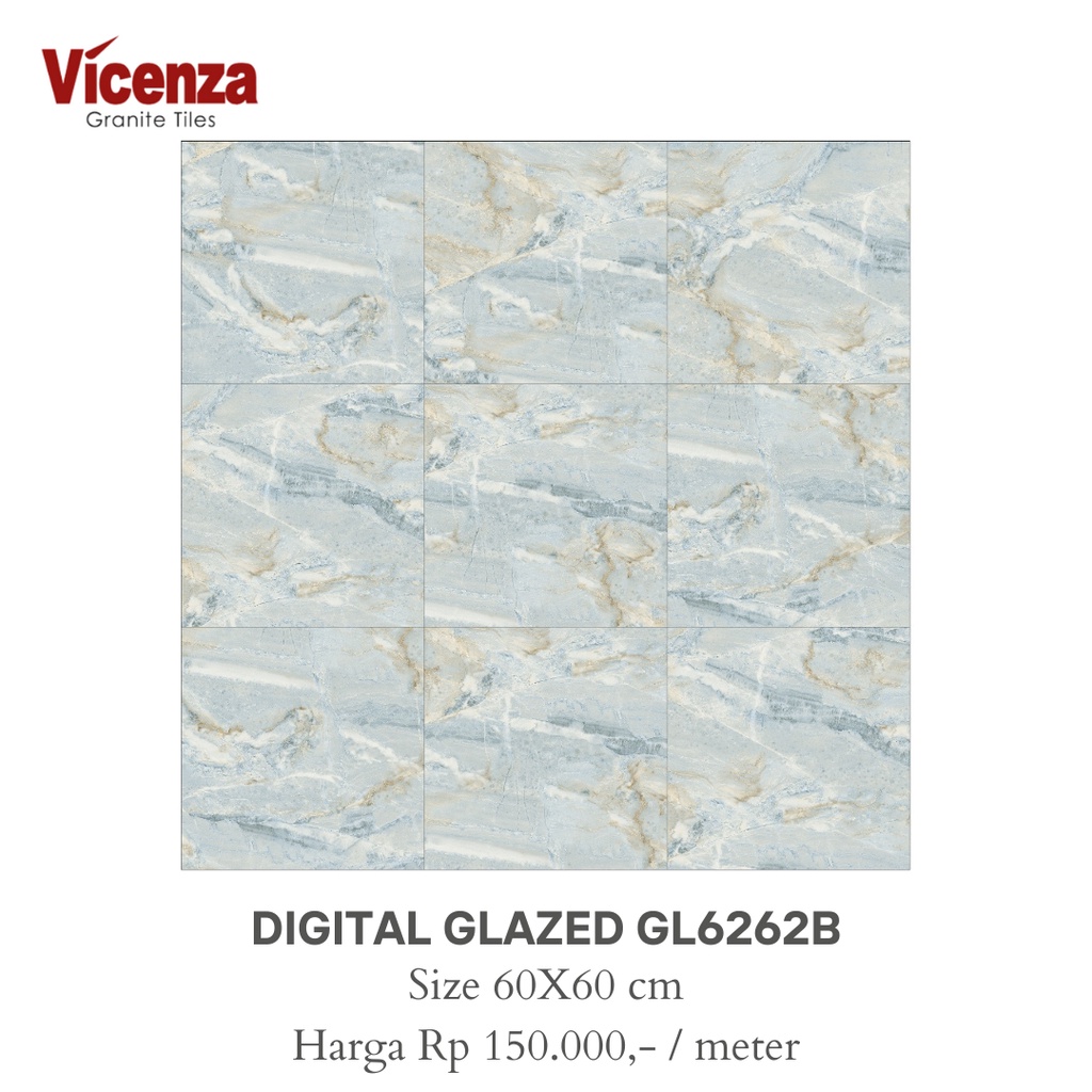 Granit/ Granite Tile Lantai/ Dinding Vicenza Kilap Digital Glazed GL6262B