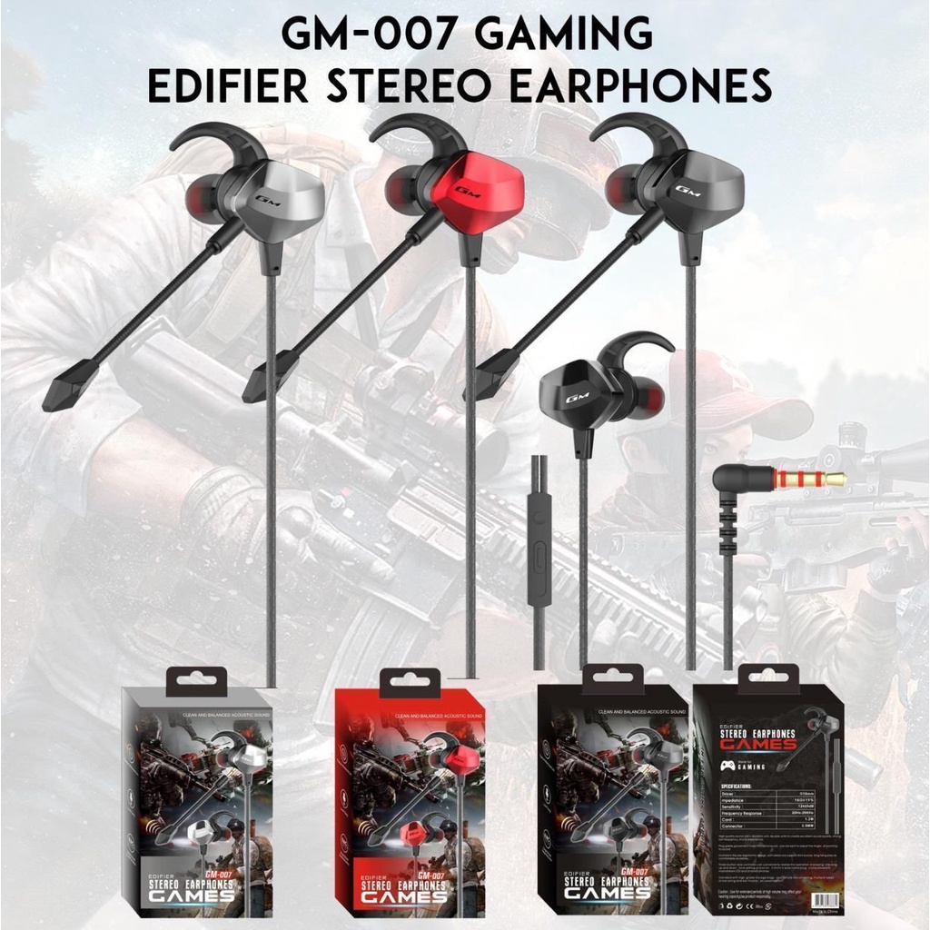HEADSET GAMING WIRED EARPHONE EDIFIER GM-007 / GM007 DUAL DRIVERS PS4,XBOX,PC,LAPTOP,KOMPUTER