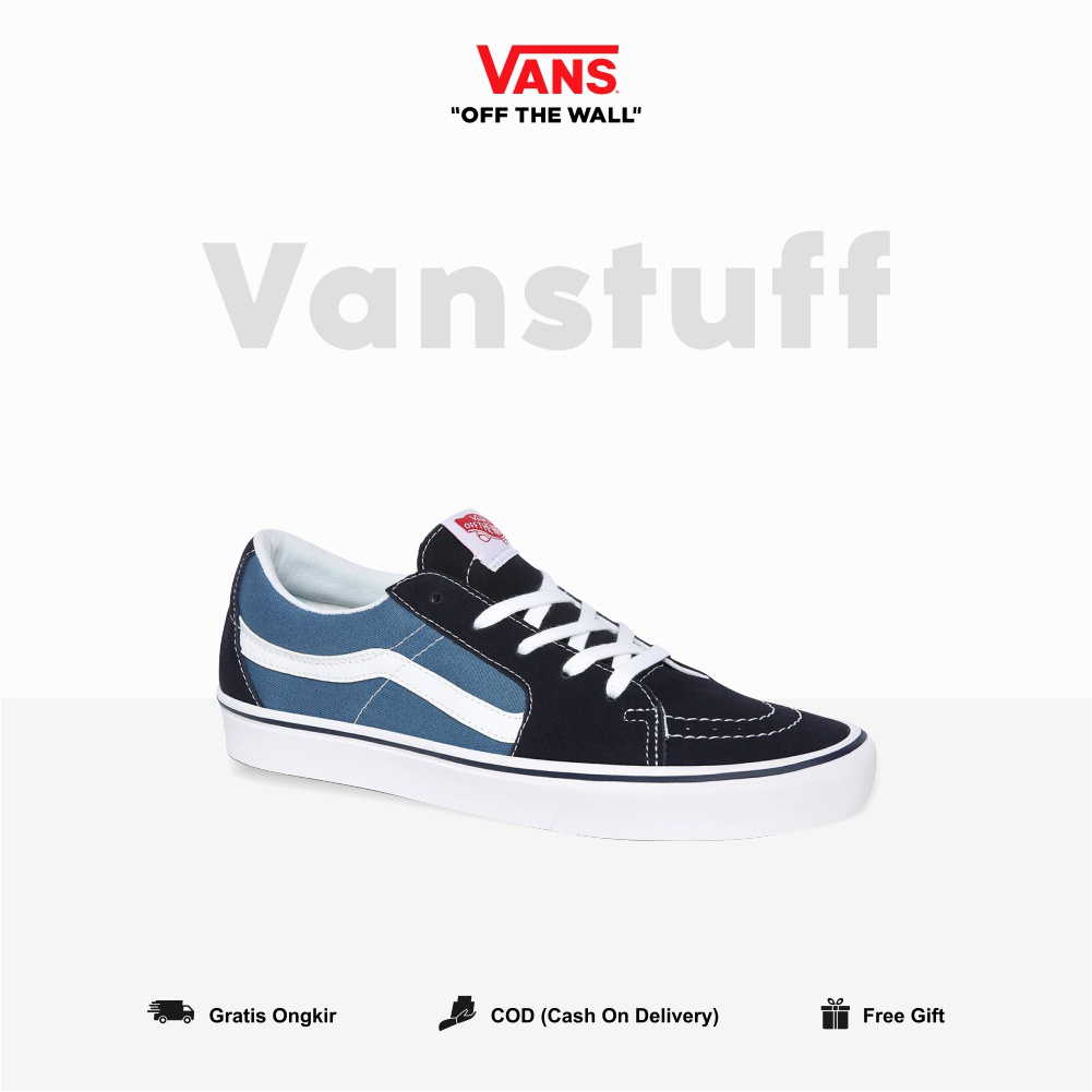 Vans Sk8 Low Classic Navy Blue White Original 100 BNIBWT Global Market ModelCouple  Pria Dan Wanita Snakers Vanz Sk8 Item Pendek