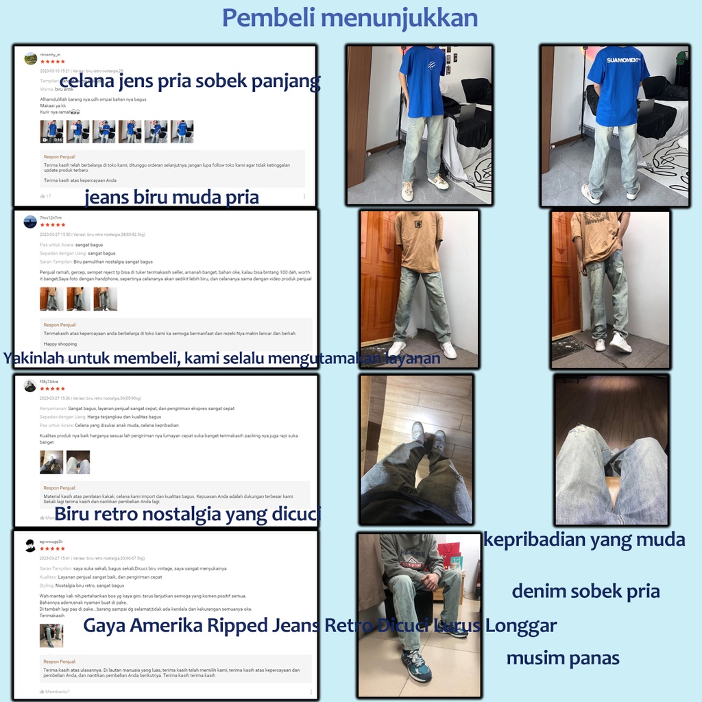 celana jeans pria baggy pants Biru retro celana vintage pria celana kulot pria denim pria celana gombrong pria korean style celana panjang cowok jeans laki laki dewasa celana tebal pria celana pria keren