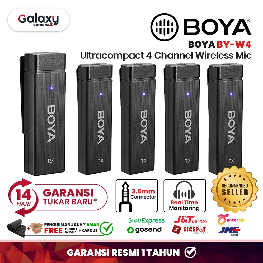 BOYA BY-W4 Ultracompact 4-Channel Wireless Microphone Garansi Resmi