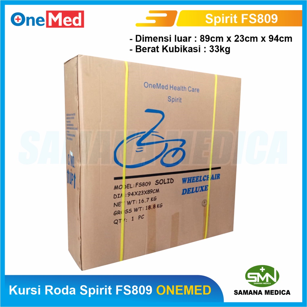 KHUSUS GOJEK dan GRAB Kursi Roda Spirit FS809 ONEMED Kursi roda Standar Rumah Sakit