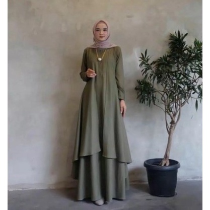 ( Size 5L XXXL XXL XL L M S) ALUNA MAXI DRESS | ALUNA DRESS CANTIK | BAJU WANITA JUMBO MATT SYAKILA HQ