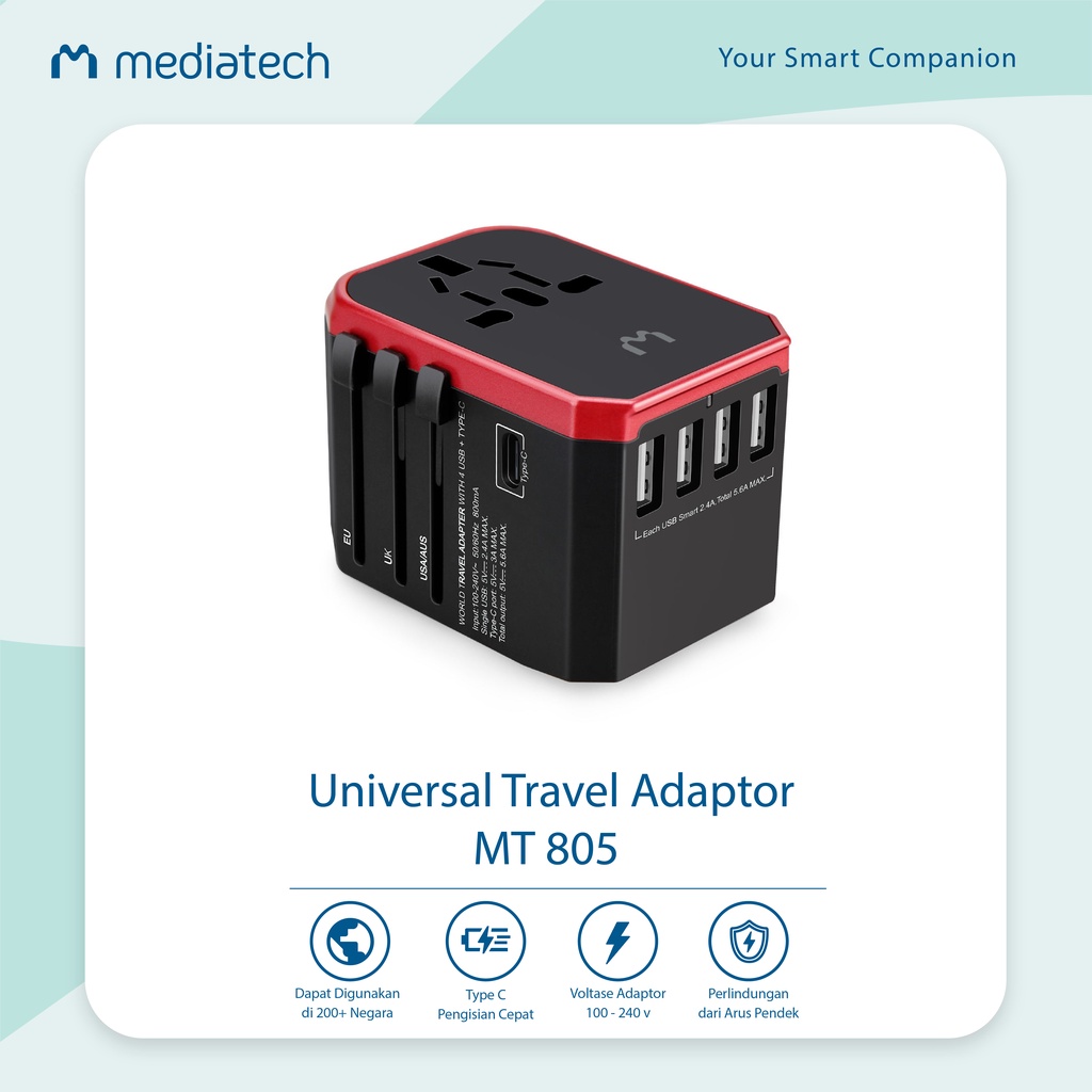 Mediatech Universal travel charger & adapter MT 805 / universal travel adapter   - 630002B