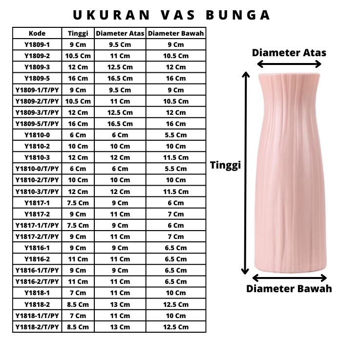 (Part 3) [1 Pcs] Vas Bunga Minimalis / Vas Plastik Tebal / Vas Tanaman Hias / Vas Plastik Melamin Warna Warni