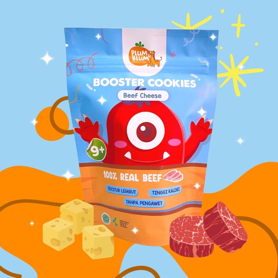 Plum &amp; Blum Baby Cookies BB Booster Snack Bayi Daging Sapi Keju - 100 gram