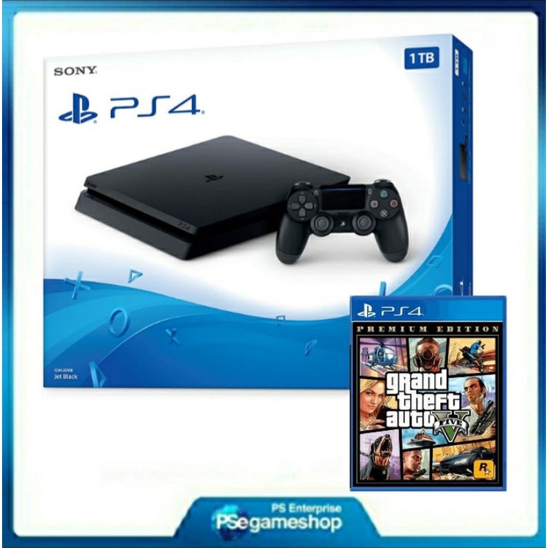 Console PS4 Slim 1TB / PlayStation 4 Slim (Garansi Resmi Indonesia) + Grand Theft Auto V / GTA V