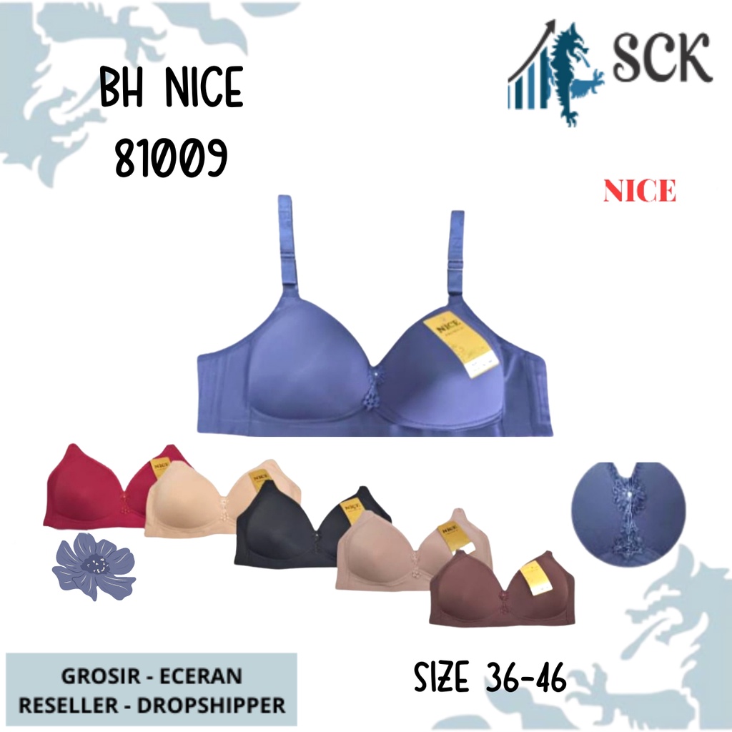 BH NICE 81009 Tidak Kawat Busa Tipis Soft / Pakaian Dalam Wanita NICE / Pakaian Dalam Wanita - sckmenwear GROSIR