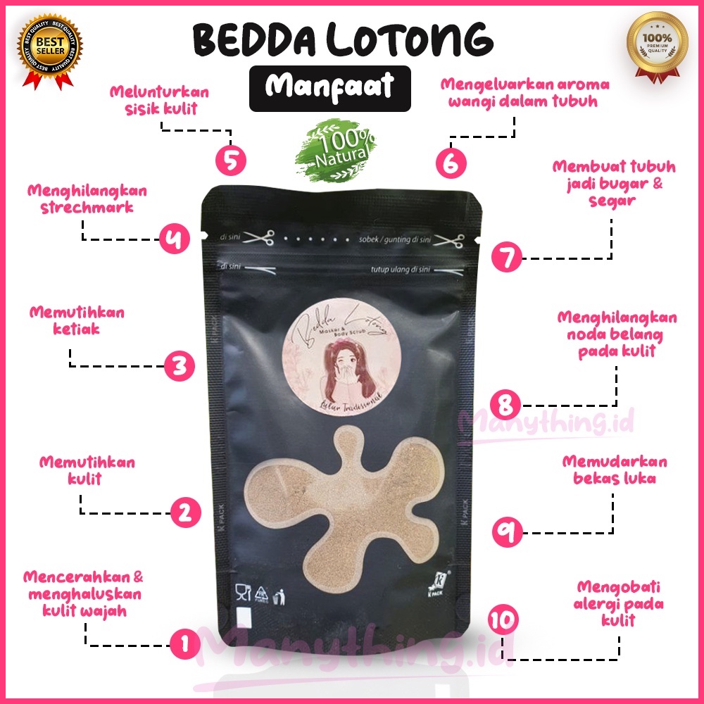 BEDDA LOTONG BUBUK 45GR/LULUR BEDDA LOTONG / BEDAK LOTONG / LULUR VIRAL / LULUR ORGANIK 45 GRAM