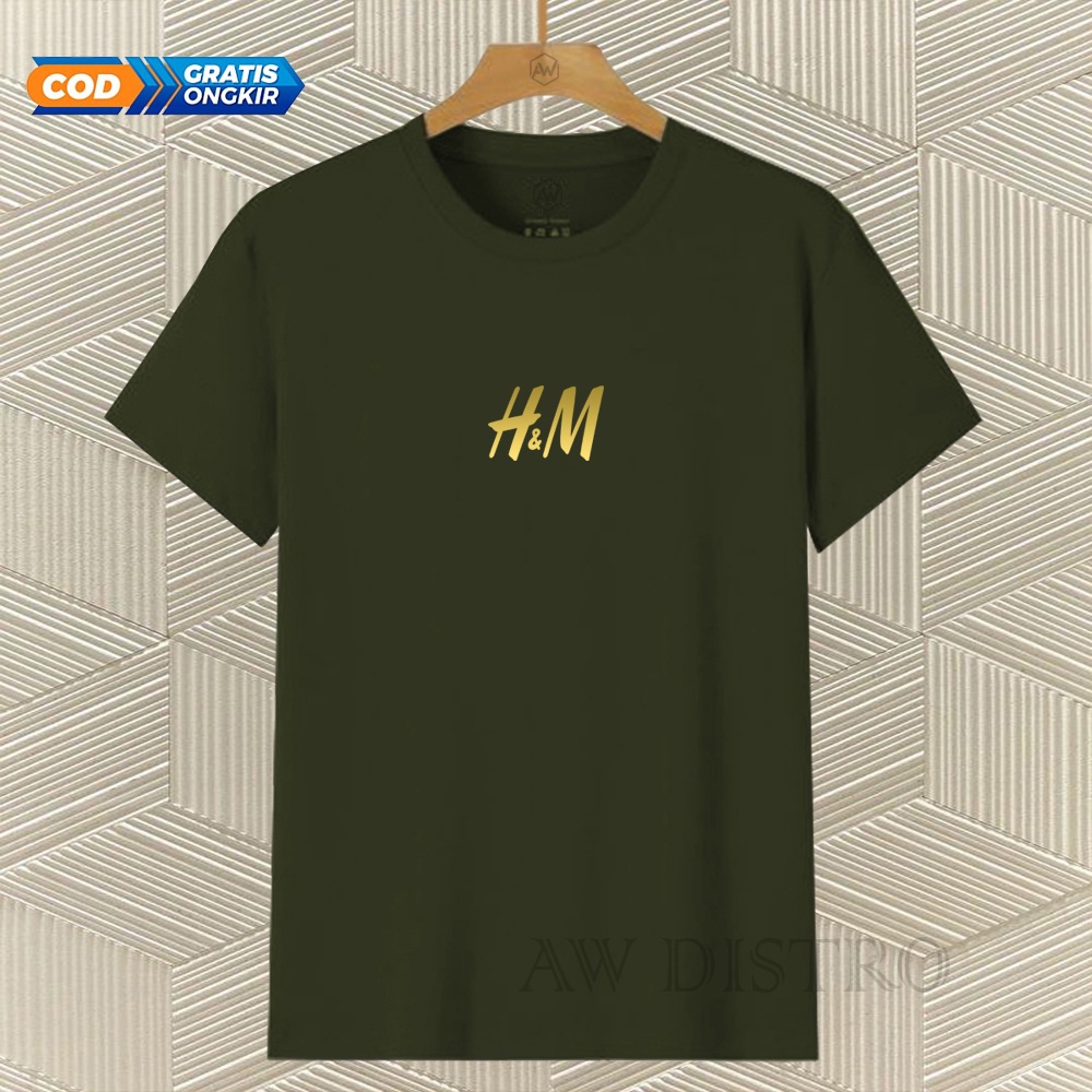 COD Baju Kaos Distro HA&amp;EM Text Gold Premium Quality Lengan Pendek