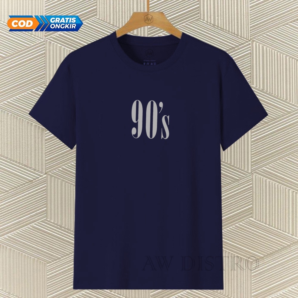 COD Baju Kaos Distro 90S Teks Silver Premium Quality Lengan Pendek