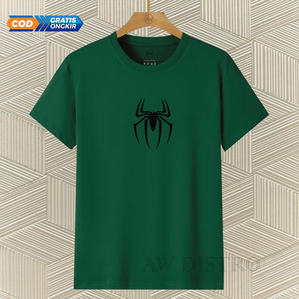 COD Baju Kaos Distro Sp3derman Text Hitam Premium Quality Lengan Pendek