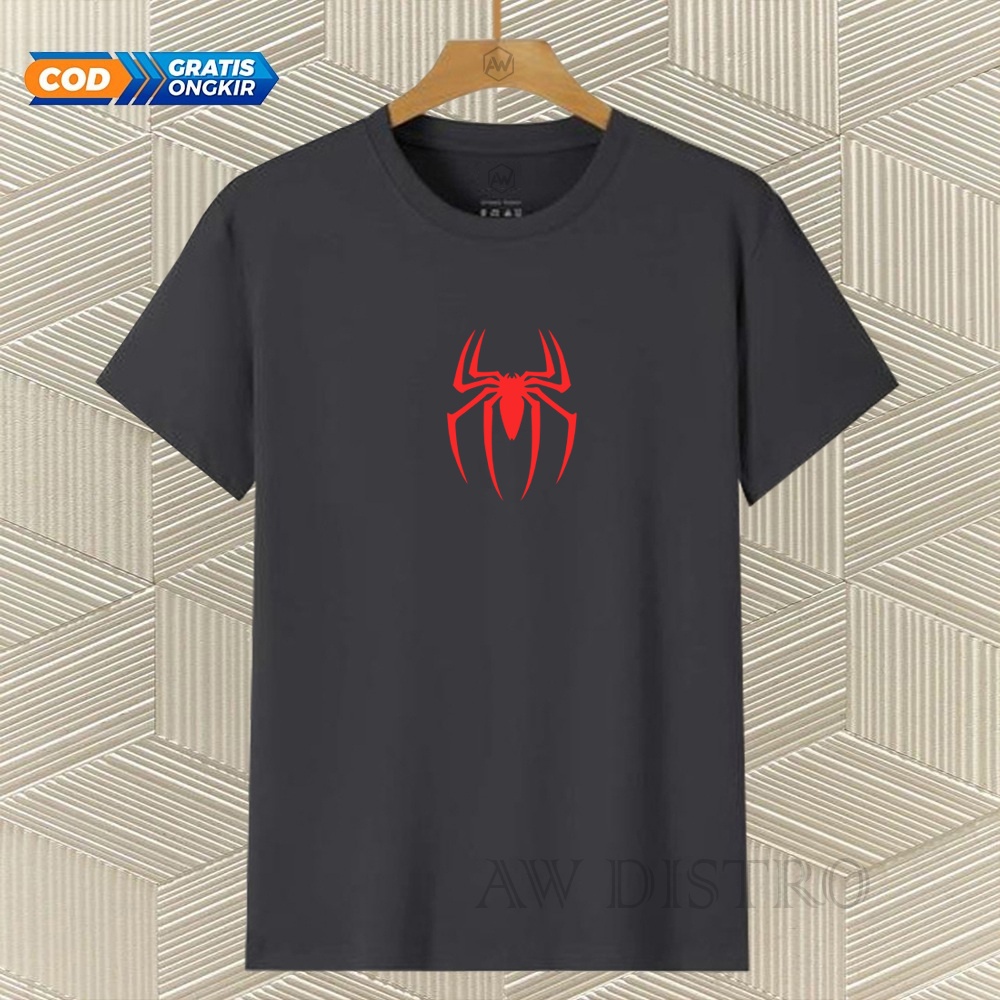 COD Baju Kaos Distro Sp3derman Text Merah Premium Quality Lengan Pendek
