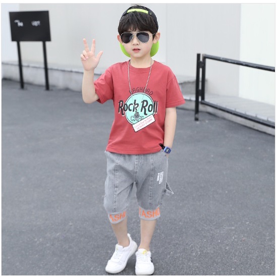 Setelan anak laki laki import MOTIF ROCK ROLL +JEANS TEBAL- setelan anak teenager laki laki import