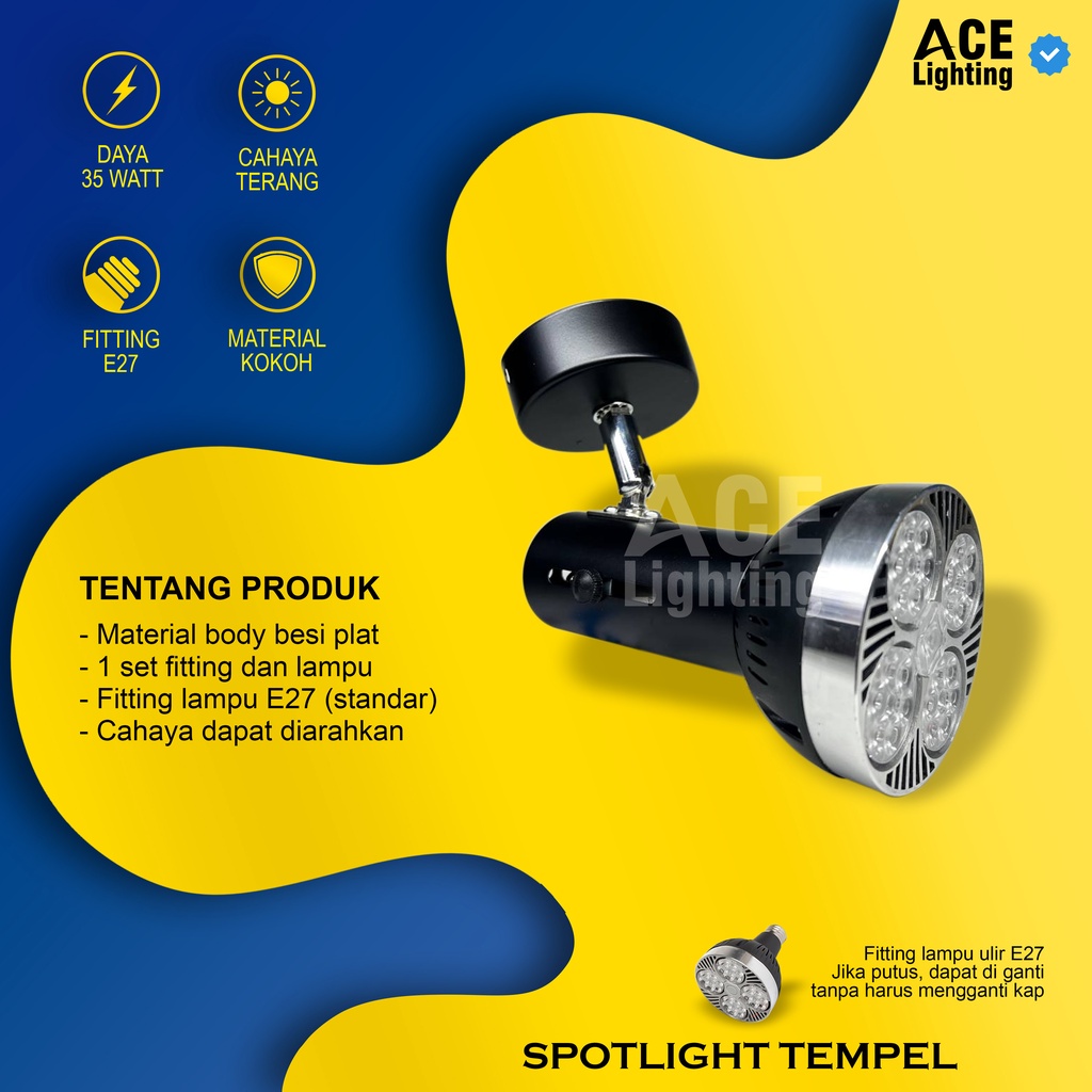 Lampu sorot par 30 35 Watt lampu plafon tempel