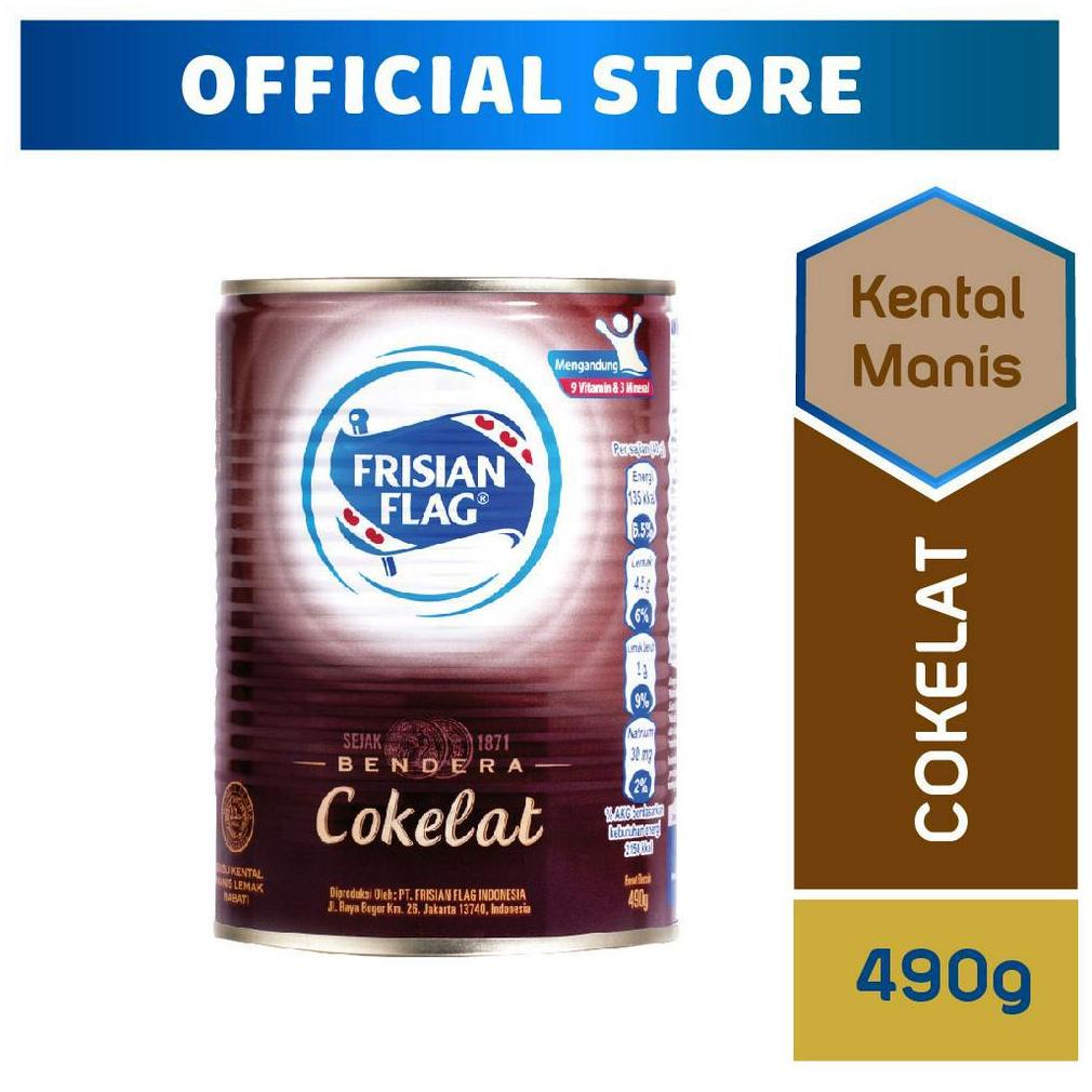 

>V44859) Frisian Flag Kental Manis Cokelat Kaleng 490gr