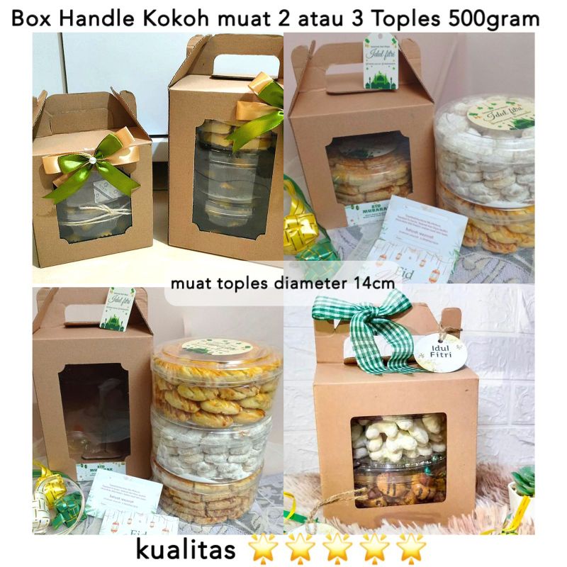 (10 box) Kotak Dus Toples Kue Kering Handle Box Gable Box 14X14X14 muat 2 toples 500 gram / 14X14X21