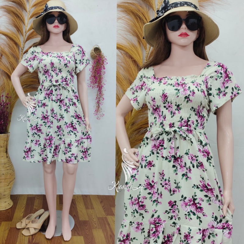 Kiandra - Dress Kerut Ruffle Lengan Pendek