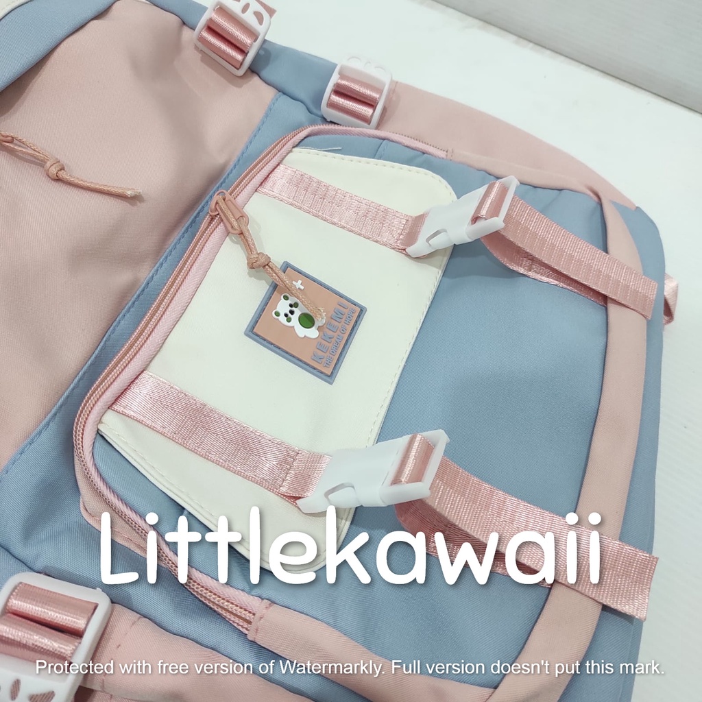 LK/Tas Ransel Laptop Backpack Sekolah Fashion Korean Style Anak Remaja Dewasa Kantong Gesper Warna Warni Kekemi Import