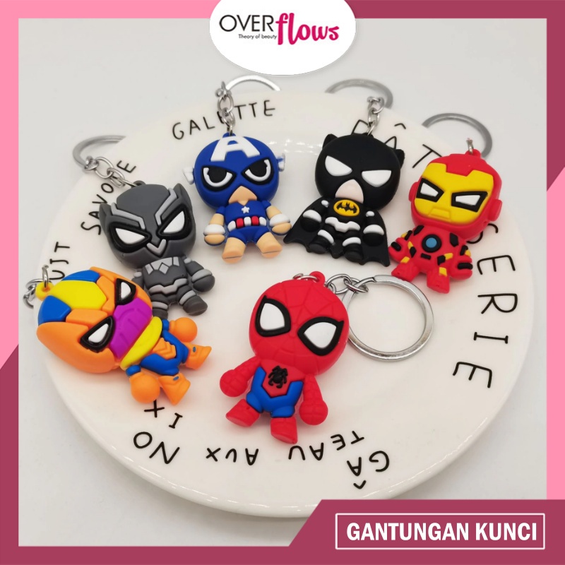 OVERFLOWS.ID Gantungan Kunci 3D Superhero Bocy Ganci Joystick Game Keychain