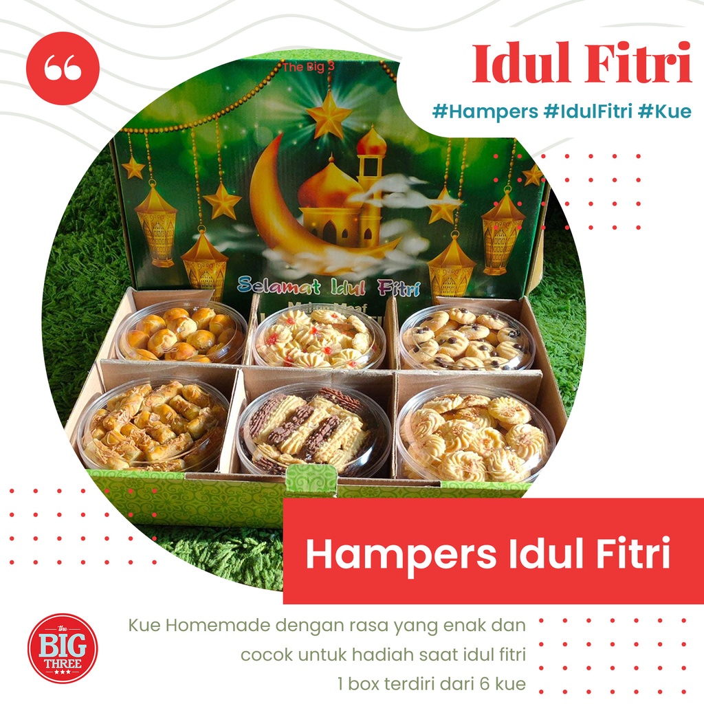 

Paket Kue Lebaran COOKIES - 1 Dus isi 6 Toples - Homemade - Buatan rumah - butter Hampers Kado Hadiah Idul Fitri Eid Mubarak