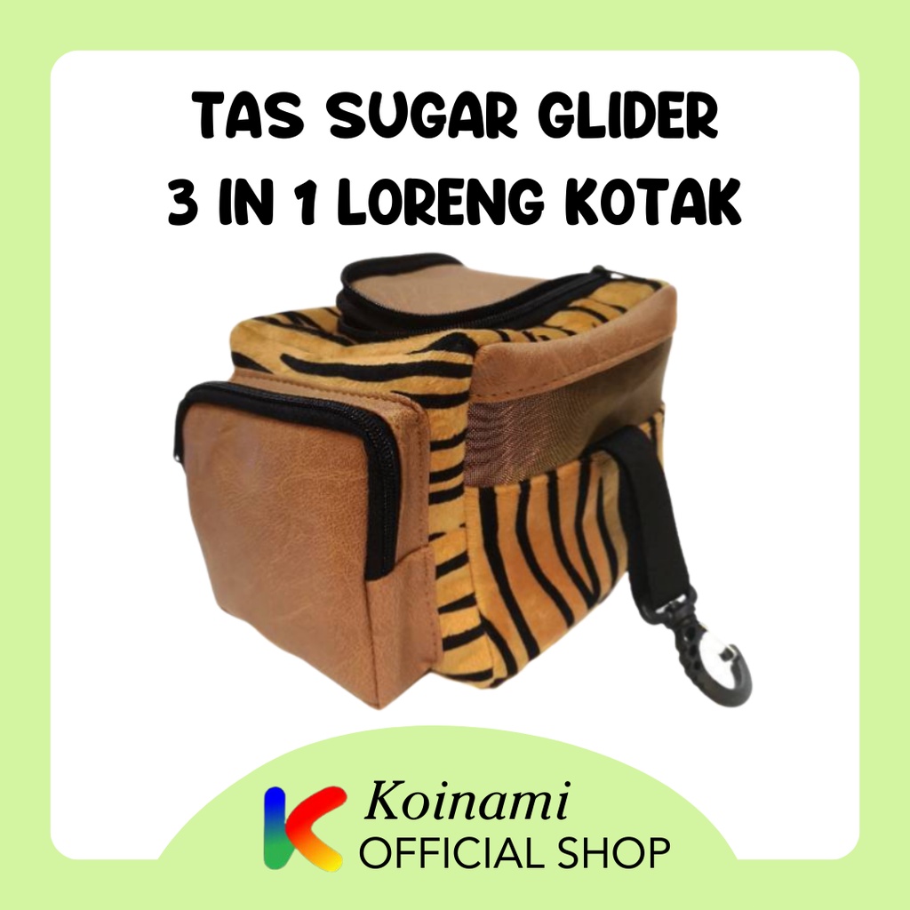 TAS SUGAR GLIDER 3in1 LORENG KOTAK / pet cargo / kandang hewan / tupai / hamster / landak / edoth
