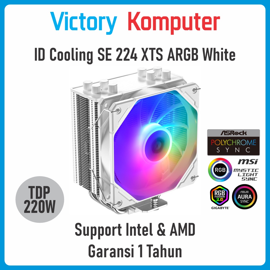IDCooling SE 224 XTS ARGB White CPU Cooler (Intel/AMD) LGA 1700 1200 115x AM5 AM4 HSF Tower ID-Cooli