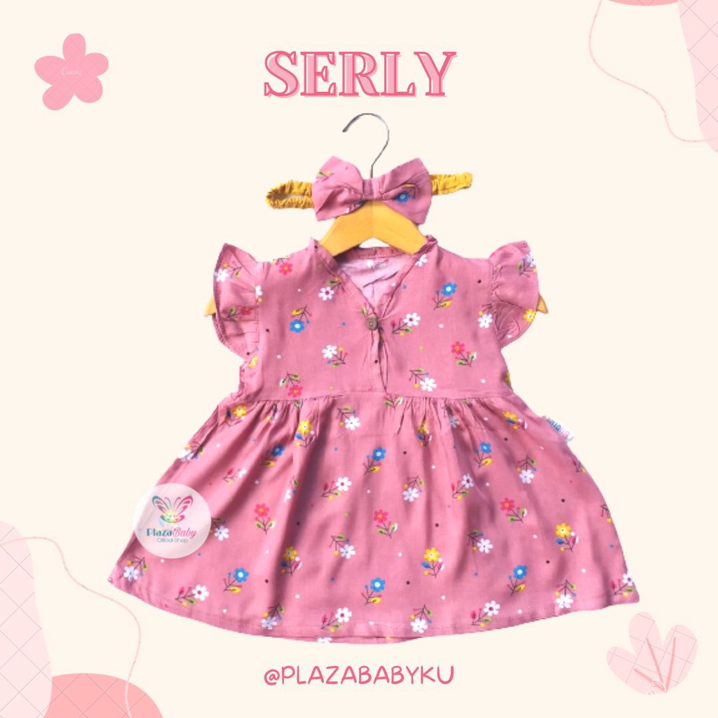 SALE 10.10 Plazababyku BBB DRESS SERLY dress anak perempuan bayi motif bunga lucu free headband