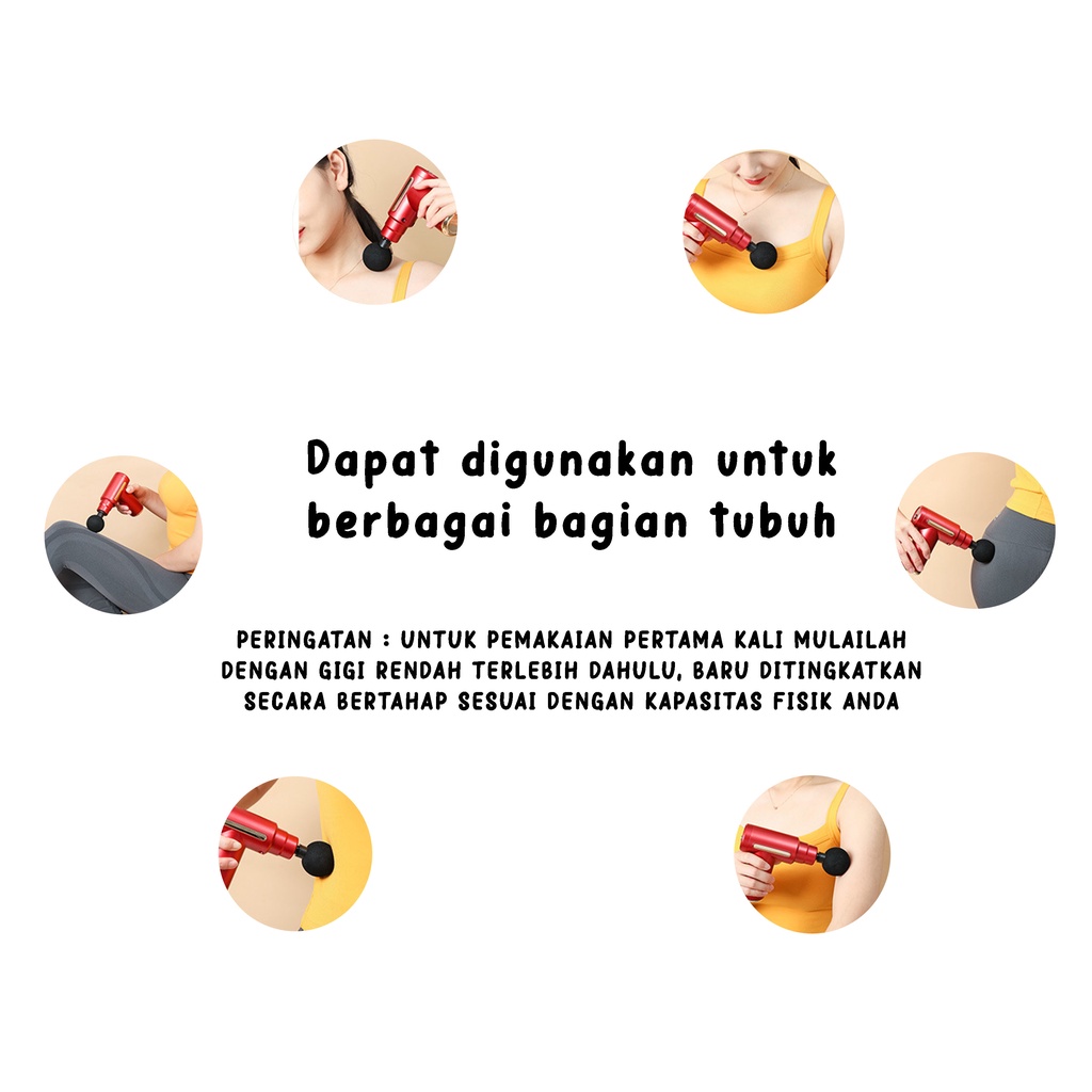 Alat Pijat Portable Massage Gun Mini Elektrik Rechargeable Alat Pijat Punggung 4 in 1 Terapi Otot