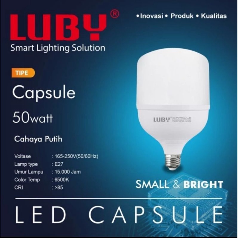 LAMPU LED 50 WATT 40 WATT 38 WATT PUTIH 6500K LUBY CAPSULE CAHAYA PUTIH 40W 50W 38W MURAH MURMER TER