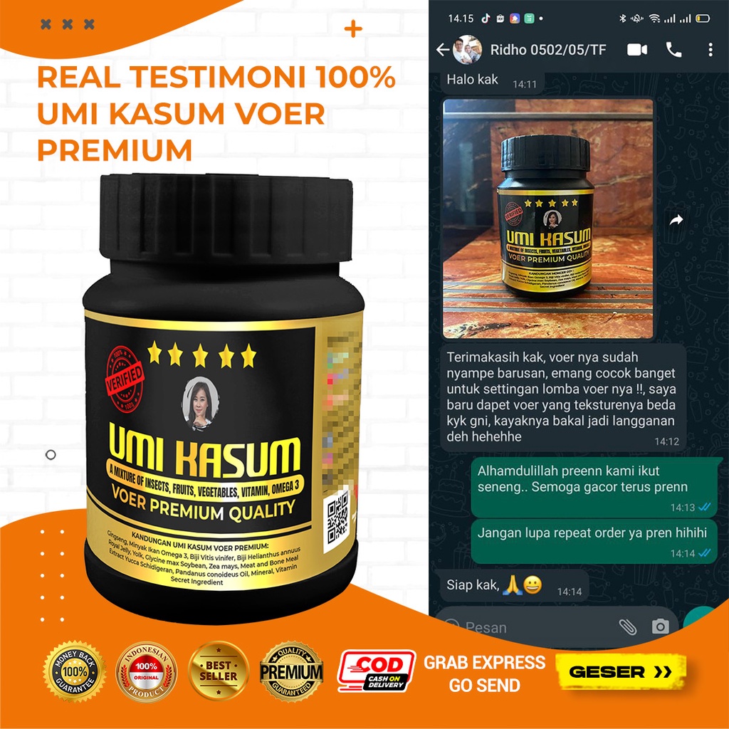 Voer Pakan Burung Umi Kasum Premium Original 250gr | Pur Pakan Segala Jenis Burung Murai Batu Anis Kacer Cipoh Jalak Branjangan Penggacor Burung Premium Limited Edition