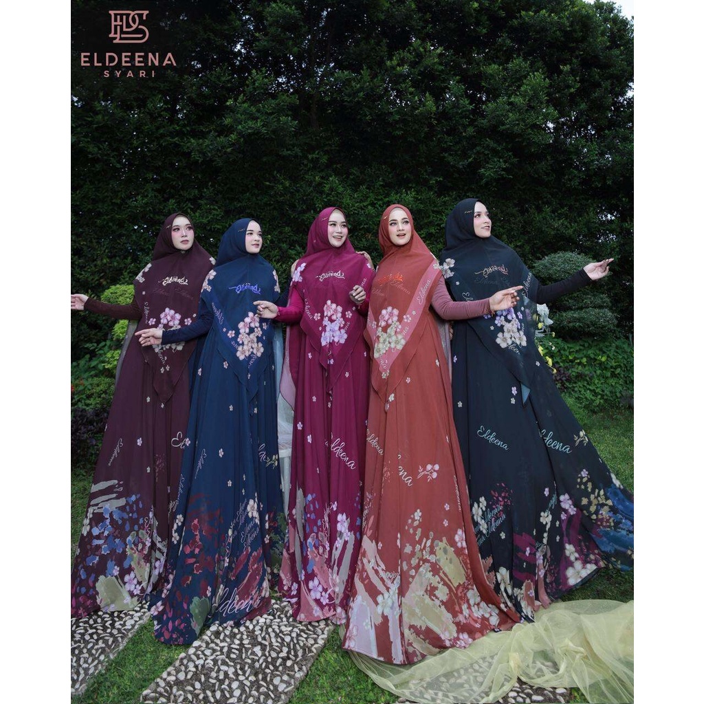 XAMORA by Eldeena Gamis Set khimar Syari Motif Bunga Mewah Simple Elegan Premium ORIGINAL Brand