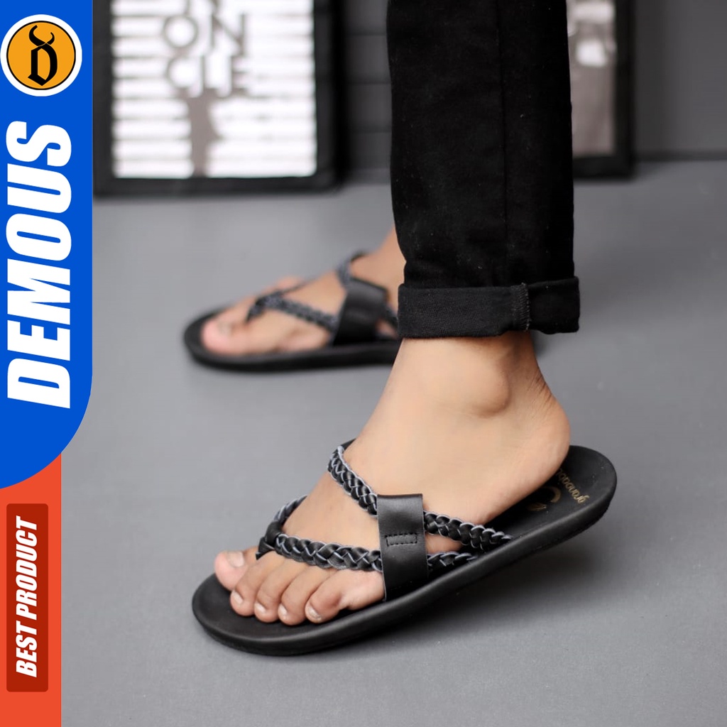 DEMOUS Hode - Sandal Jepit Pria Kulit Asli Terbaru