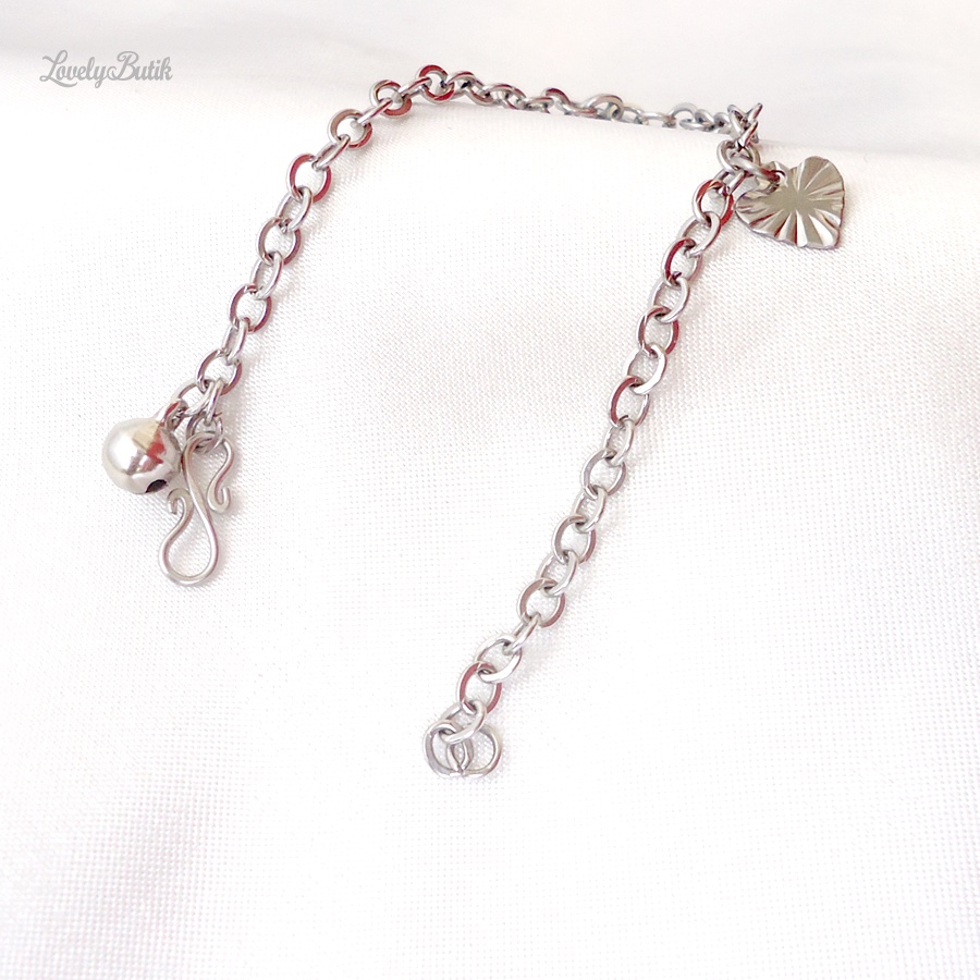 Gelang Kaki Bayi Anak Monel Krincing Baja Putih Model Daun Kecil  Stainless Steel - Lovelybutik