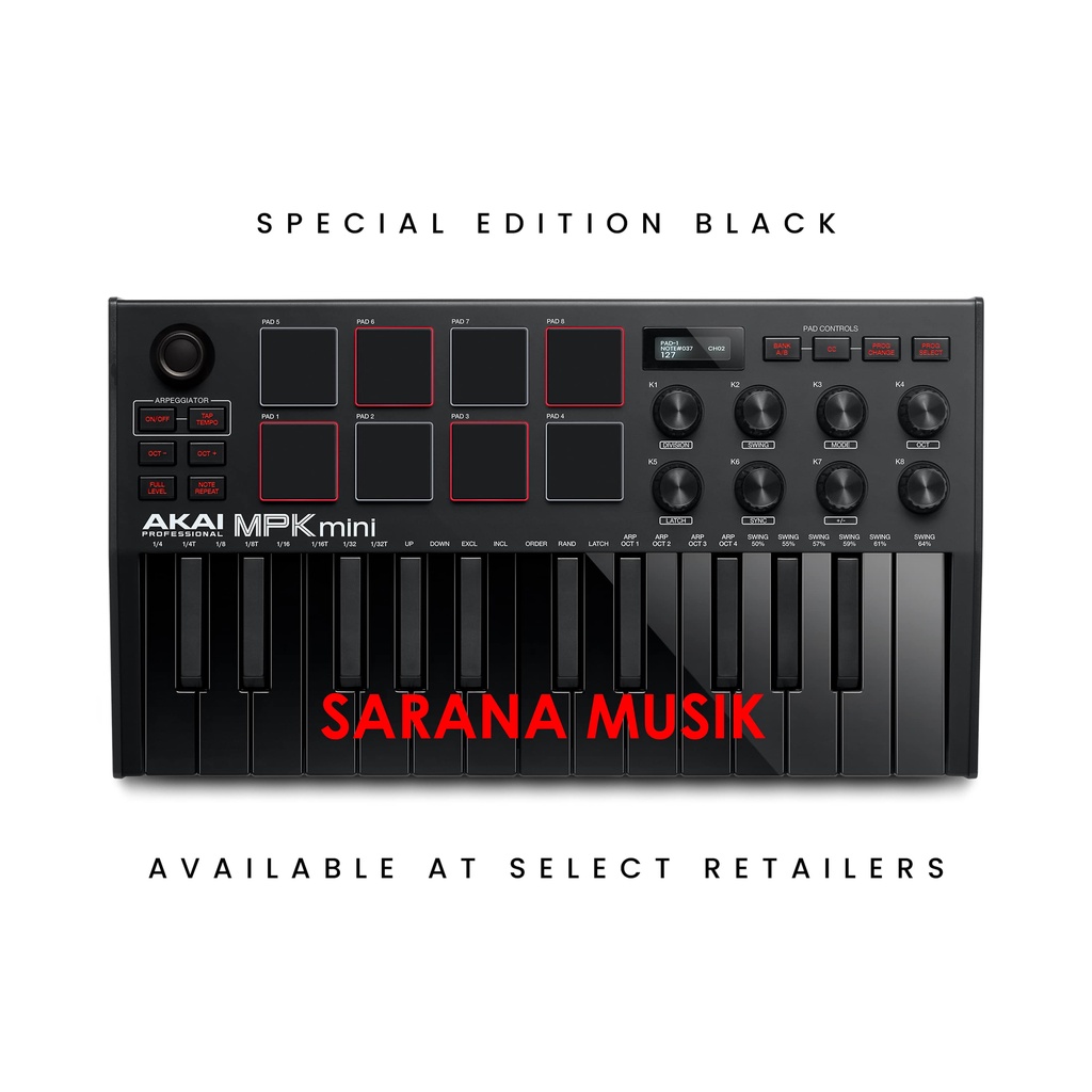 AKAI MPK MINI MK3 AKAI MPK MINI MK III Midi Controller ORIGINAL - Hitam