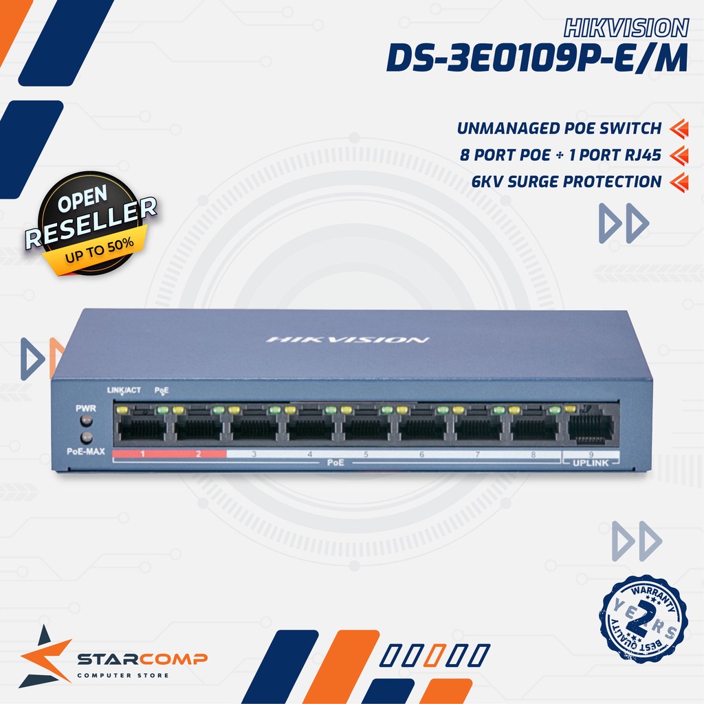 HIKVISION 8 PORT DS-3E0109P-E/M POE Switch Hub CCTV Unmanaged