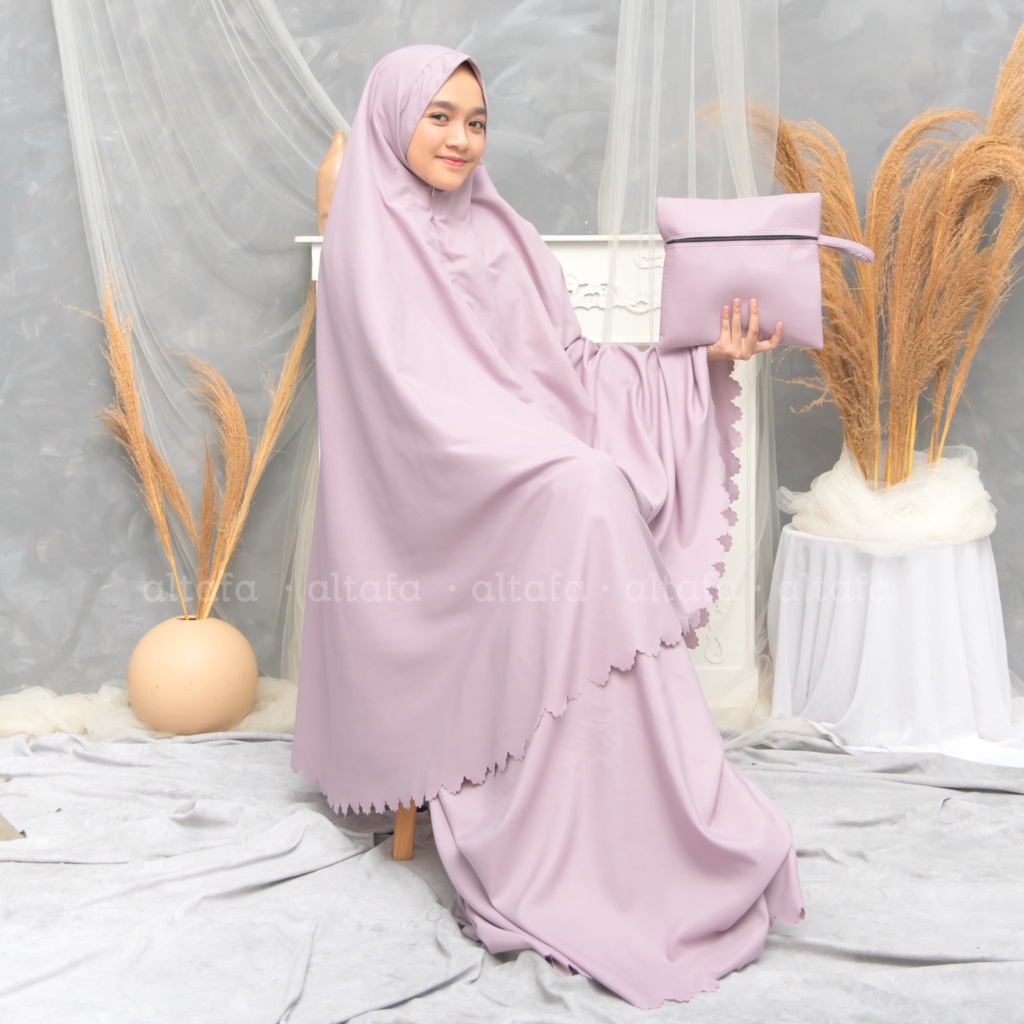 ALTAFA - Mukena Dewasa Polos Lasercut Daily Lesti 3in1 Traveling Jumbo
