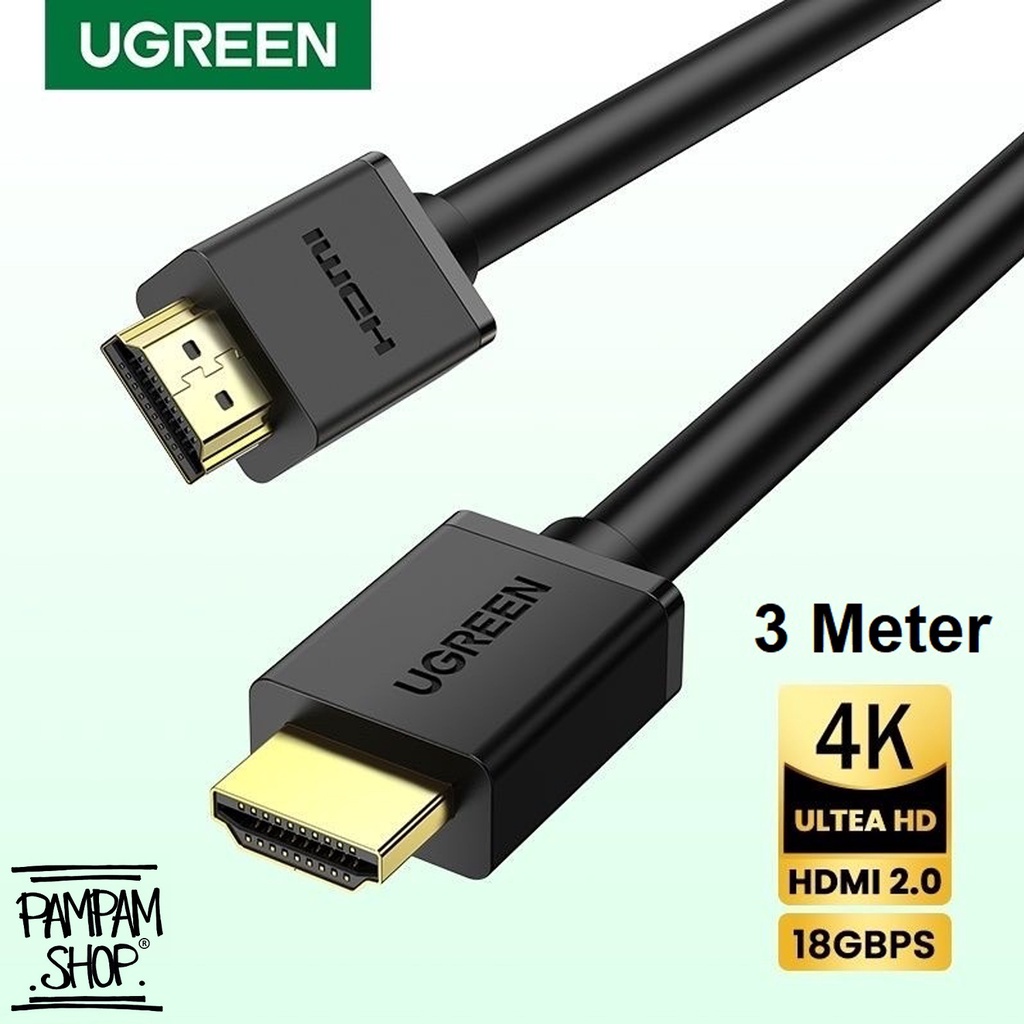 UGREEN ORIGINAL Kabel HDMI 3M 3 METER Male to Male V2.0 Support 4K Gold Plated Cable Versi 2.0 HD High Definition Multimedia Interface Ori