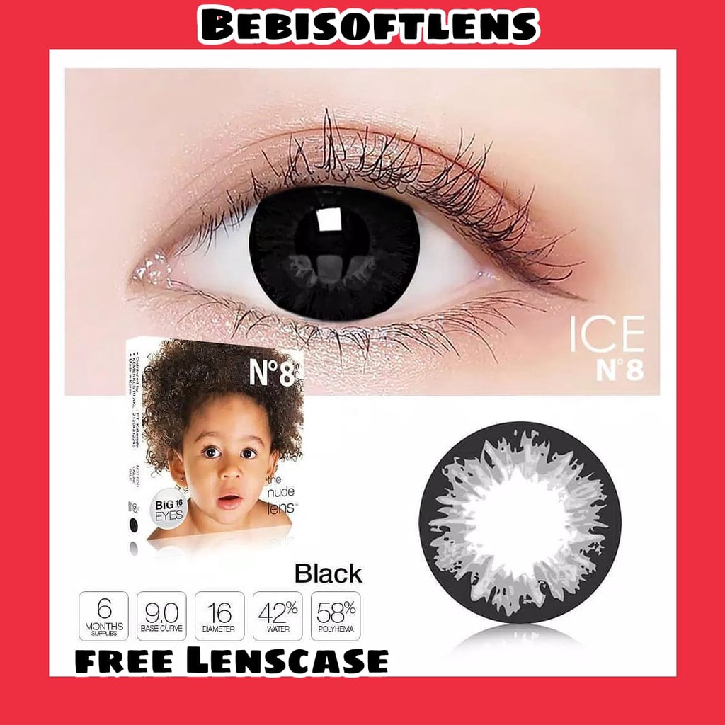 Softlens N8 DIA 16.00mm MINUS BLACK HAZEL GREY BLUE (-3.25 S/D -6.00) GRAY Lensa Kontak