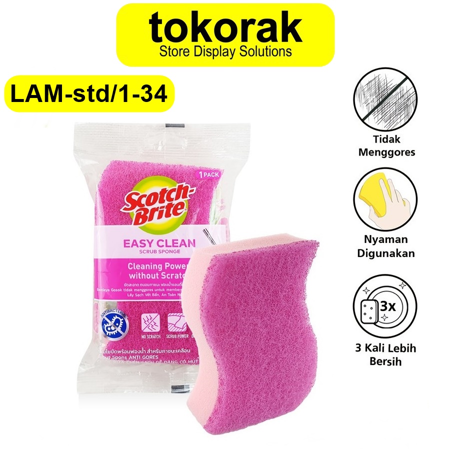 SCOTCH BRITE 3M SABUT SPONS CUCI PIRING ANTI GORES LAM-STD/ 1-34 ID- 37 - TAPAS BUSA