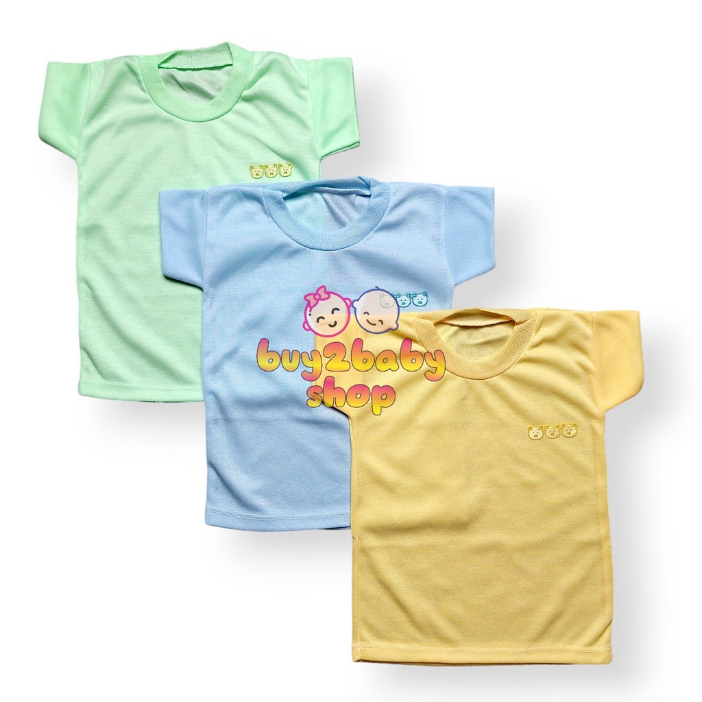 6 PCS Kaos Oblong Bayi lengan pendek polos lusinan Dolphin Tisuka usia 0-2 Tahun Isi 1-6 PCS